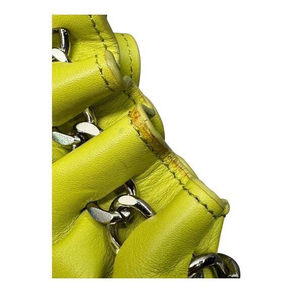 Sondra Roberts Squared Ruched Lime Green Clutch Chain Strap Bag - Picture 12 of 15